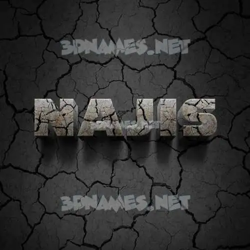 najis in Cracked Stone style - 3D name wallpaper