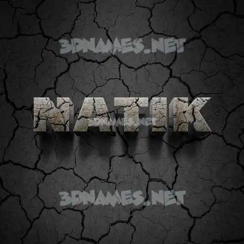 natik in Cracked Stone style - 3D name wallpaper