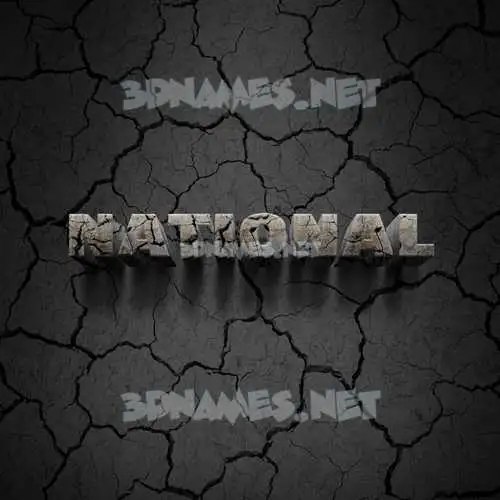 national in Cracked Stone style - 3D name wallpaper