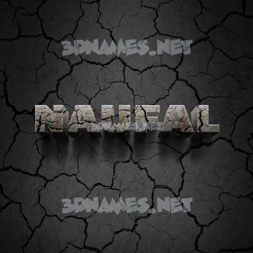 naufal in Cracked Stone style - 3D name wallpaper
