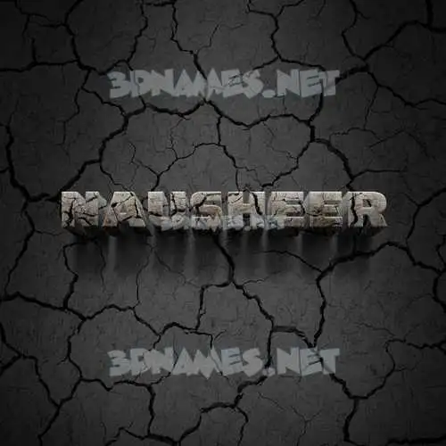 nausheer in Cracked Stone style - 3D name wallpaper