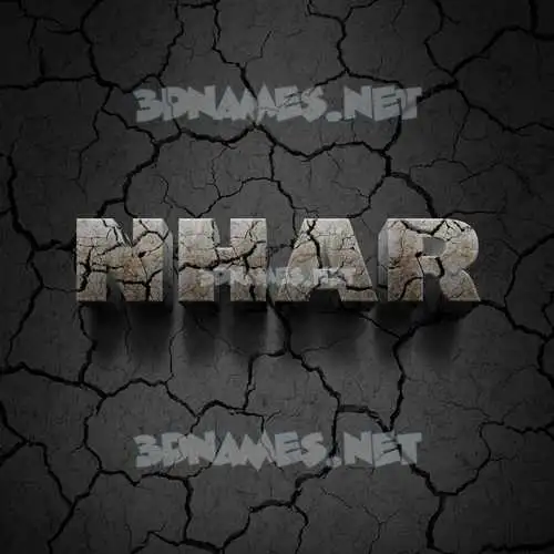 nhar in Cracked Stone style - 3D name wallpaper