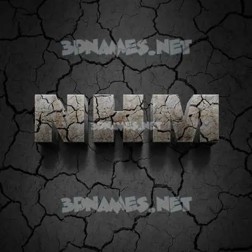 nhm in Cracked Stone style - 3D name wallpaper