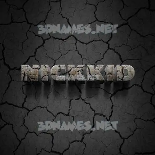 nickkid in Cracked Stone style - 3D name wallpaper