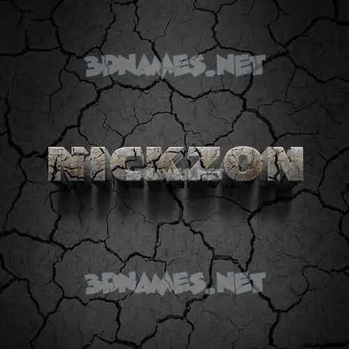 nickzon in Cracked Stone style - 3D name wallpaper