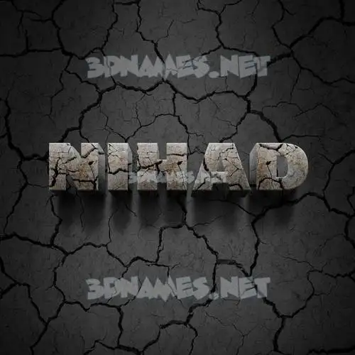 nihad in Cracked Stone style - 3D name wallpaper