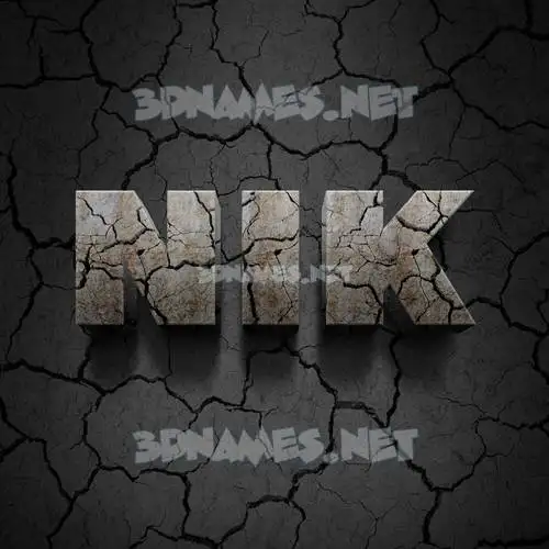 nik in Cracked Stone style - 3D name wallpaper
