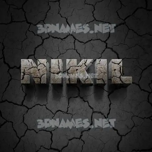nikil in Cracked Stone style - 3D name wallpaper