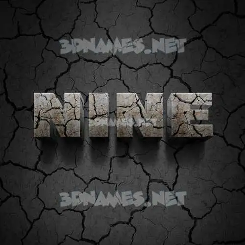 nine in Cracked Stone style - 3D name wallpaper