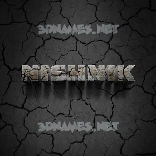 nishnik in Cracked Stone style - 3D name wallpaper