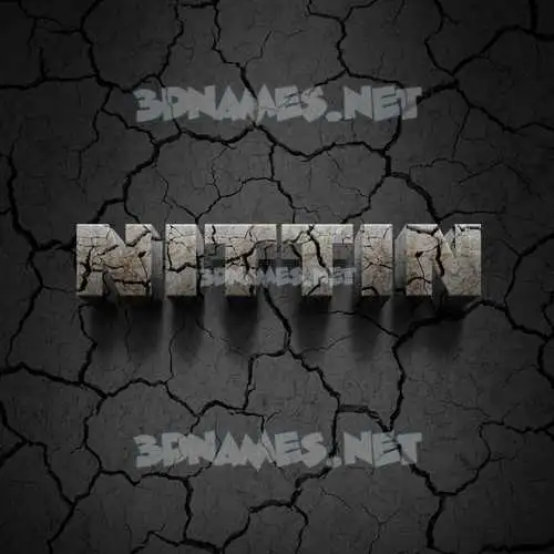 nittin in Cracked Stone style - 3D name wallpaper