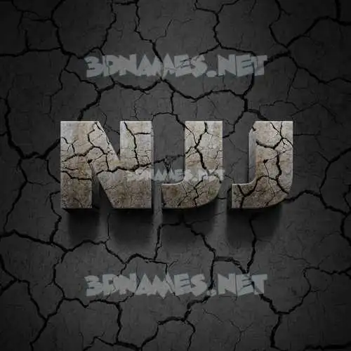 njj in Cracked Stone style - 3D name wallpaper