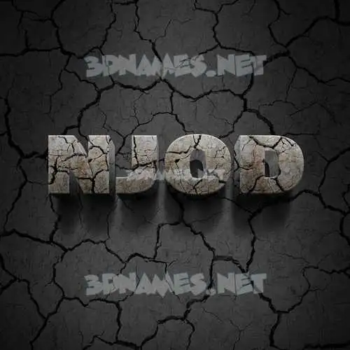 njod in Cracked Stone style - 3D name wallpaper