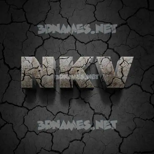 nkv in Cracked Stone style - 3D name wallpaper