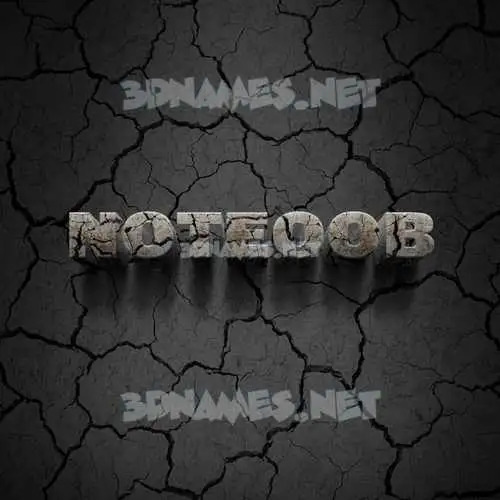 noteoob in Cracked Stone style - 3D name wallpaper