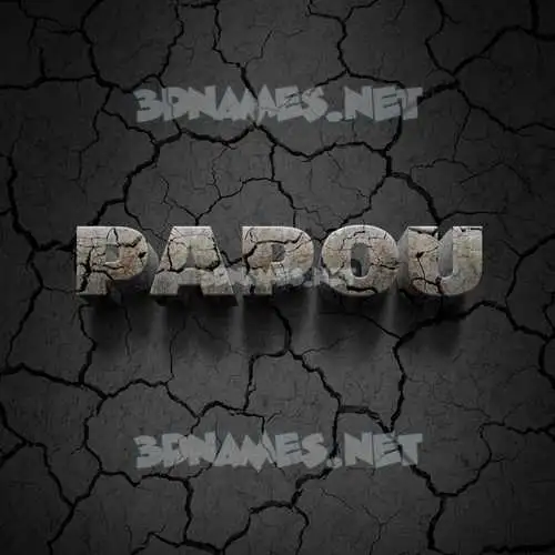 papou in Cracked Stone style - 3D name wallpaper