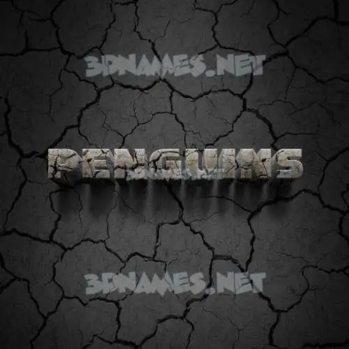 penguins in Cracked Stone style - 3D name wallpaper