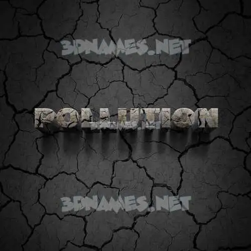 pollution in Cracked Stone style - 3D name wallpaper