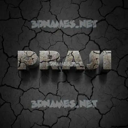 praji in Cracked Stone style - 3D name wallpaper