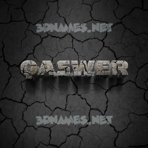 qaswer in Cracked Stone style - 3D name wallpaper