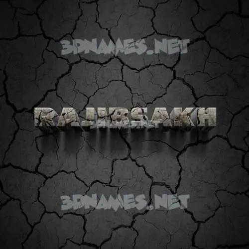 rajibsakh in Cracked Stone style - 3D name wallpaper