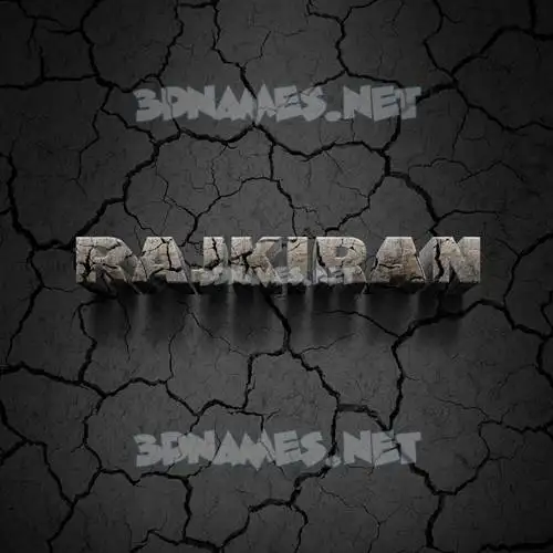 rajkiran in Cracked Stone style - 3D name wallpaper