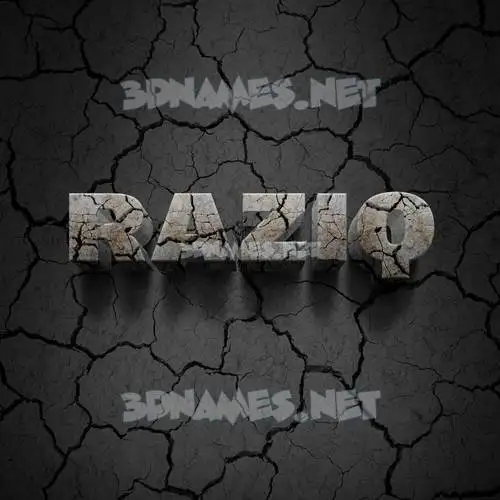 raziq in Cracked Stone style - 3D name wallpaper