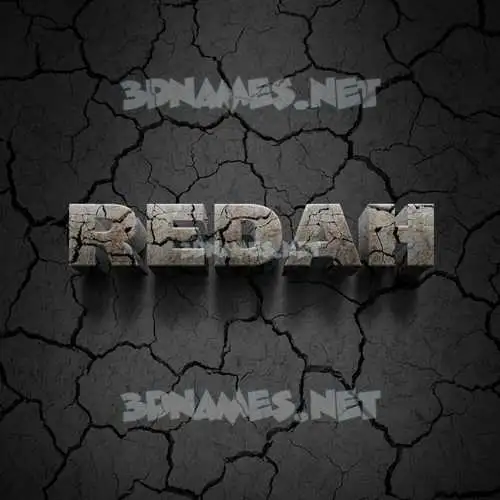 redah in Cracked Stone style - 3D name wallpaper