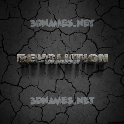 revolution in Cracked Stone style - 3D name wallpaper