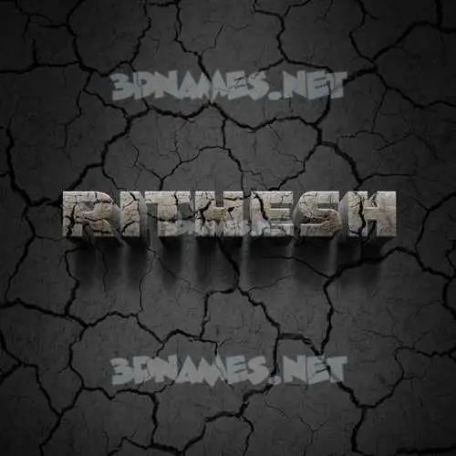 rithesh in Cracked Stone style - 3D name wallpaper