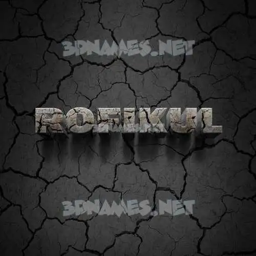 rofikul in Cracked Stone style - 3D name wallpaper