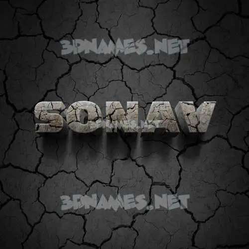 sonav in Cracked Stone style - 3D name wallpaper