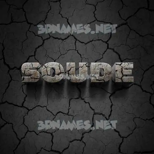 soude in Cracked Stone style - 3D name wallpaper