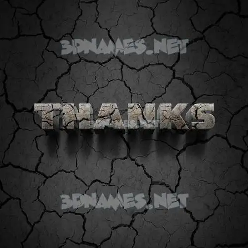 thanks in Cracked Stone style - 3D name wallpaper