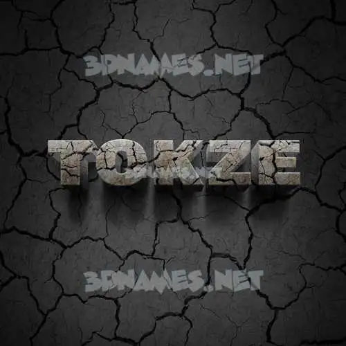 tokze in Cracked Stone style - 3D name wallpaper