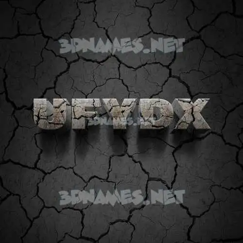 ufydx in Cracked Stone style - 3D name wallpaper