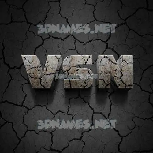 vsn in Cracked Stone style - 3D name wallpaper
