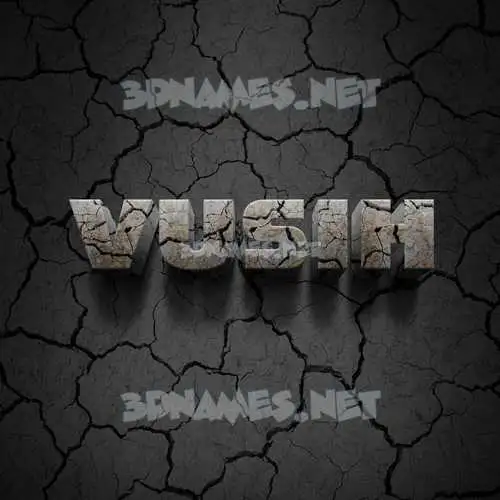 vusih in Cracked Stone style - 3D name wallpaper