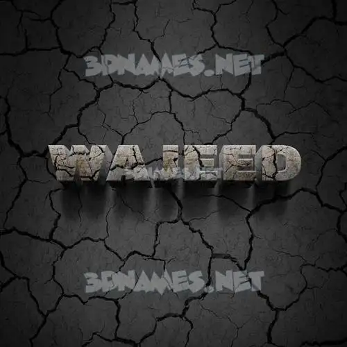wajeed in Cracked Stone style - 3D name wallpaper
