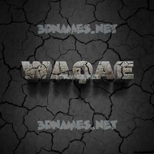 waqae in Cracked Stone style - 3D name wallpaper