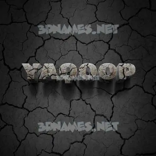 yaqoop in Cracked Stone style - 3D name wallpaper