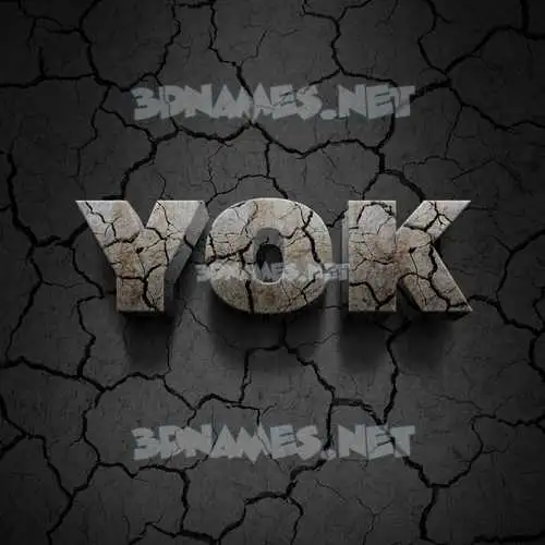 yok in Cracked Stone style - 3D name wallpaper