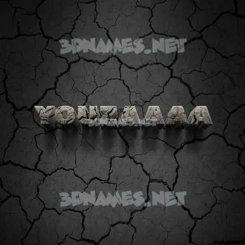 youzaaaa in Cracked Stone style - 3D name wallpaper