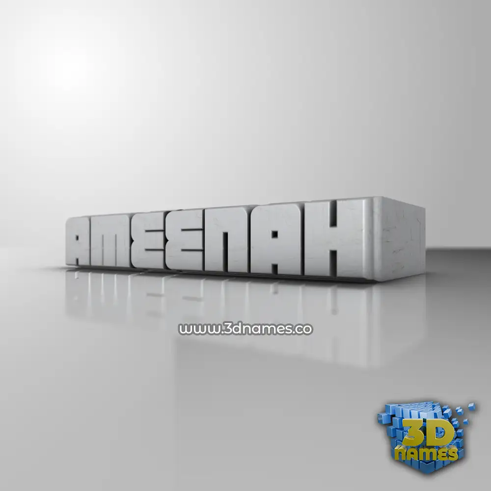 ameenah in White Metro style - 3D name wallpaper
