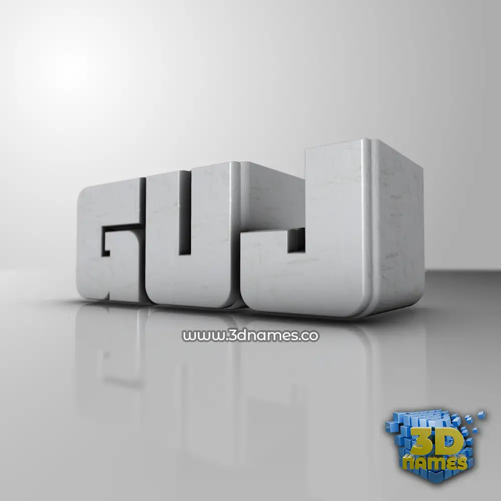 guj in White Metro style - 3D name wallpaper
