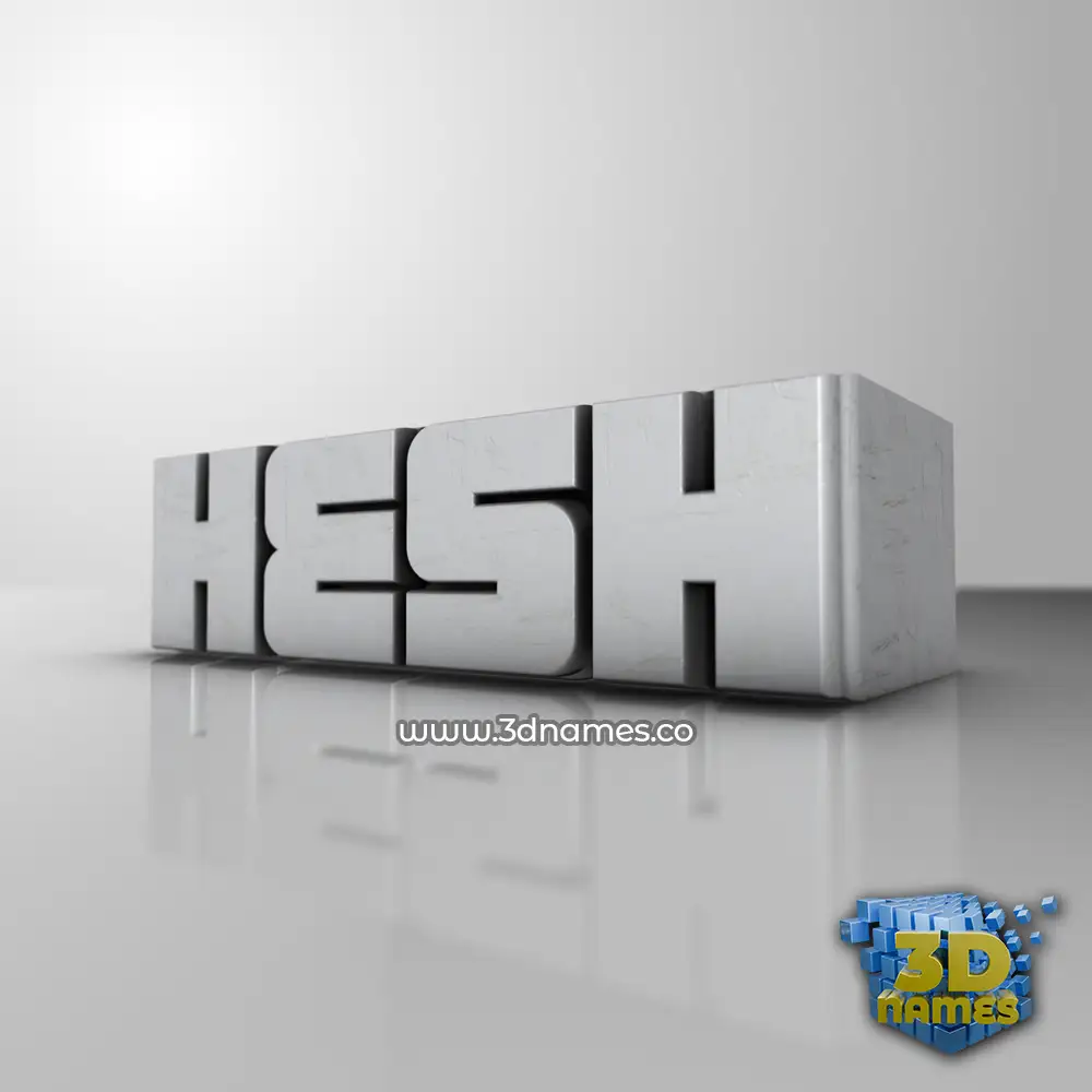 hesh in White Metro style - 3D name wallpaper