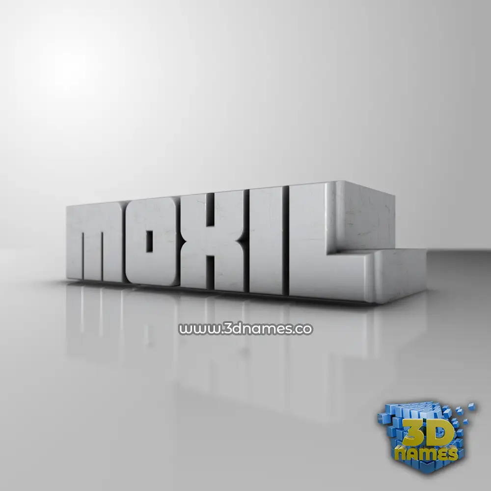 moxil in White Metro style - 3D name wallpaper