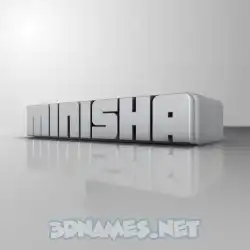 minisha in White Metro style - 3D name wallpaper