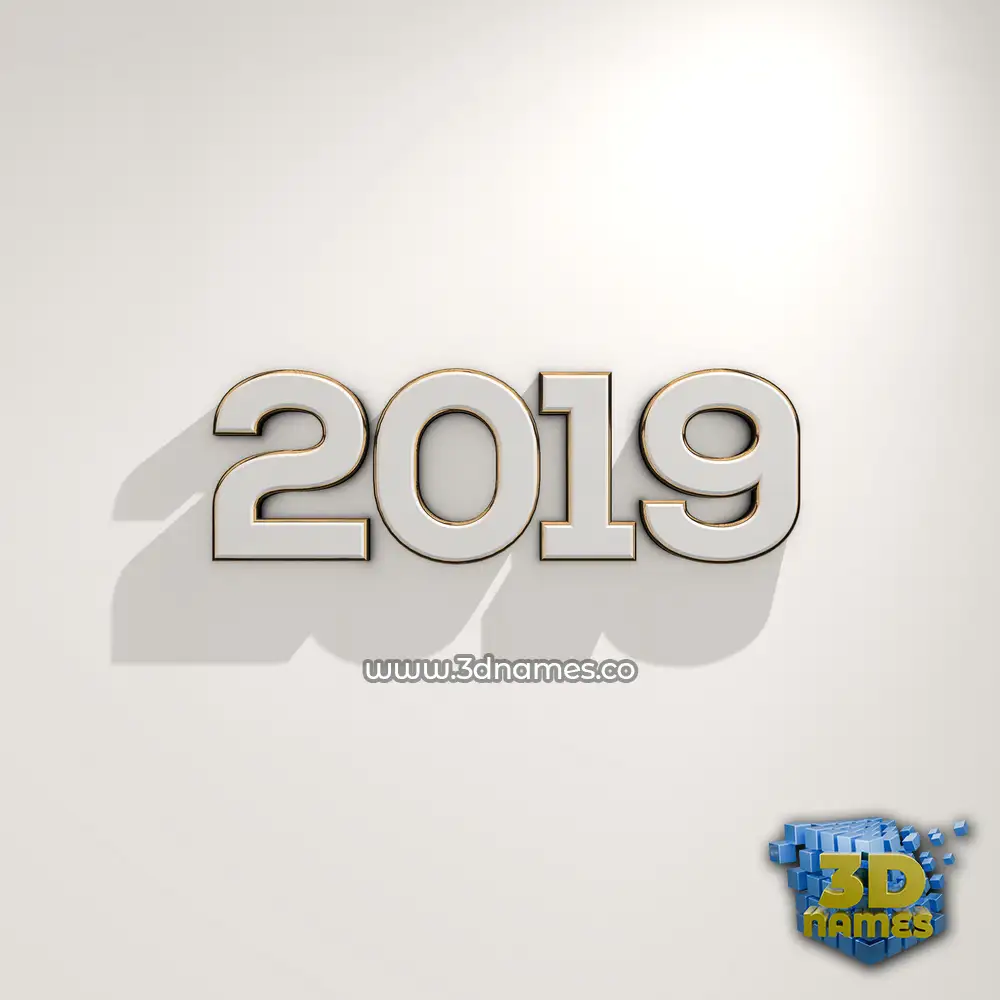 2019 in White Logo Warm style - 3D name wallpaper 2019 in White Logo Warm style - 3D name wallpaper
