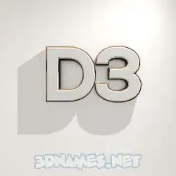 d3 in White Logo Warm style - 3D name wallpaper